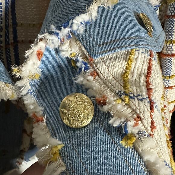 Veronica Beard Women's Nilaja Jacket Multicolor Size 4 Plaid Tweed Denim Trim - Picture 9 of 15